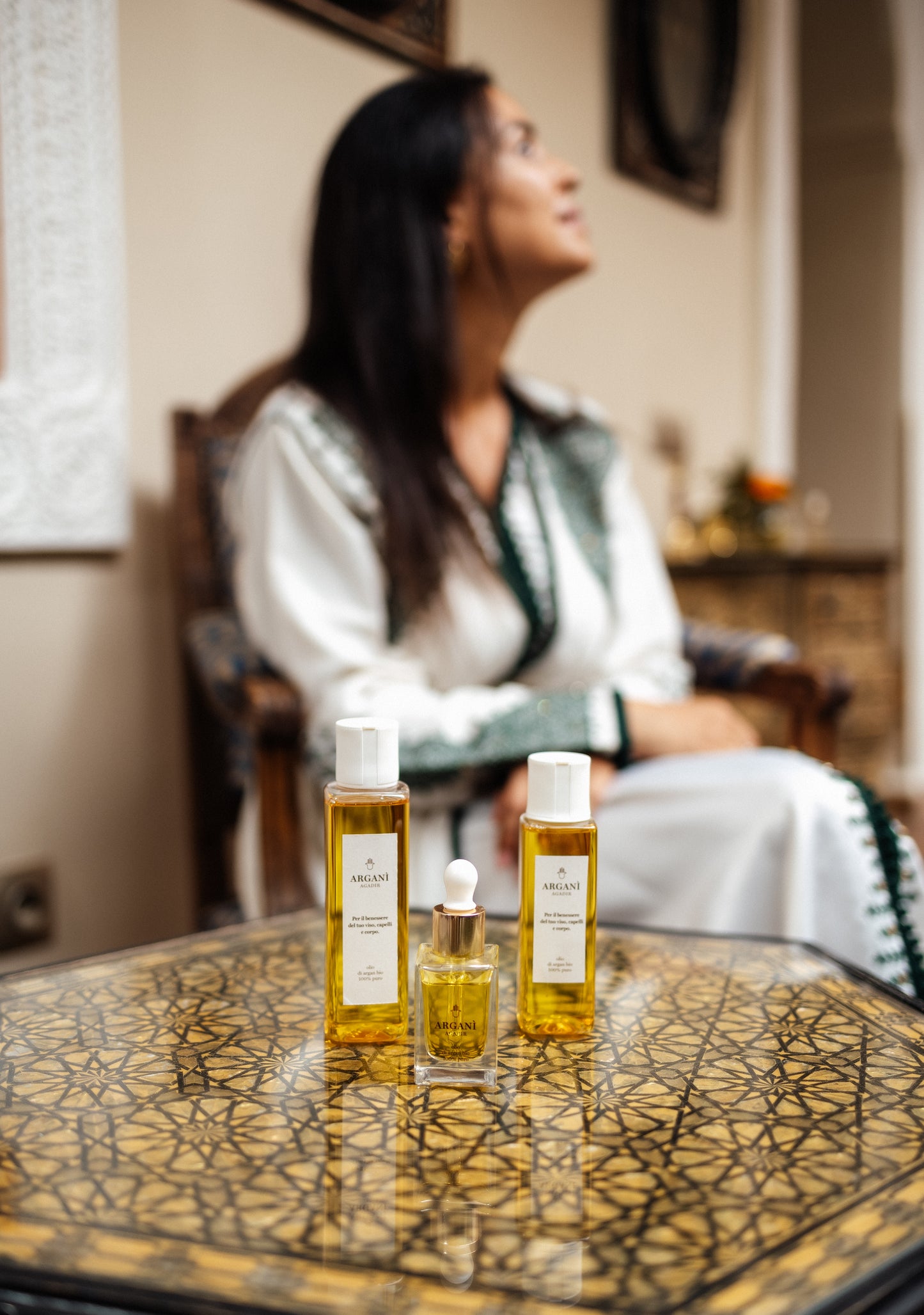 Linea Arganì: ricariche olio di argan bio e flacone con pipetta