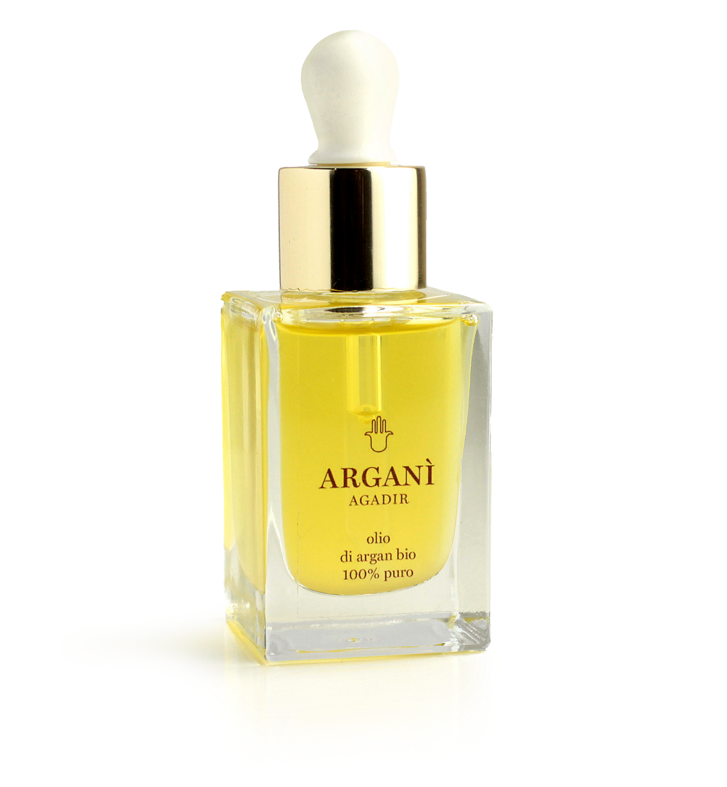 Olio di Argan Arganì bio 100% puro in flacone di vetro trasparente con pipetta – cosmetico certificato per pelle e capelli